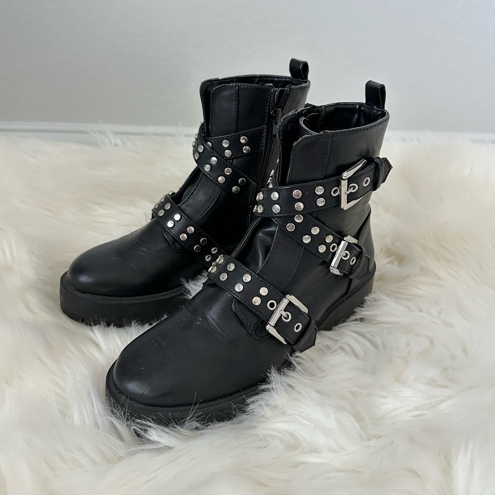 Forever 21 Black Studded Combat Boots